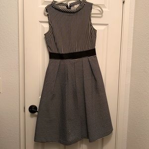 New York & Co. Eva Mendes S. Retro Freya Black White Striped Flare Skirt Dress